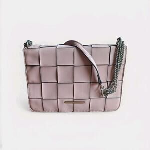 Steve Madden Women's Woven Large Blush Pink Chain Shoulder Crossbody Purse‎